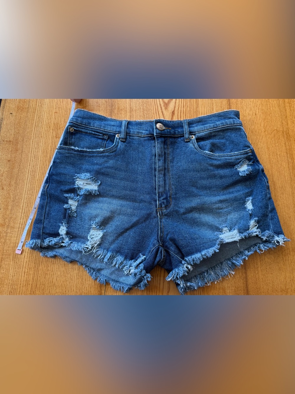 STS Blue Distressed Layne High-Rise Frayed Hem Denim Shorts - Blue